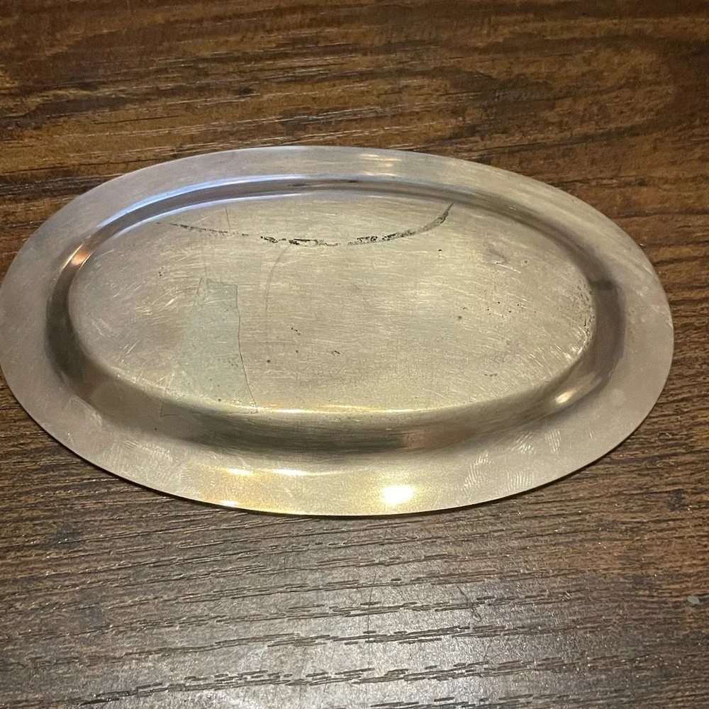 ✅Vintage Thailand Souvenir Small Brass Oval Platter 5
